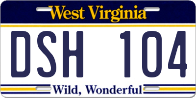 WV license plate DSH104