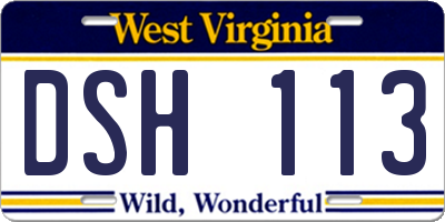 WV license plate DSH113