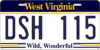 WV license plate DSH115