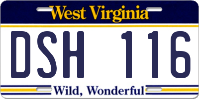 WV license plate DSH116