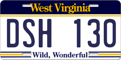 WV license plate DSH130