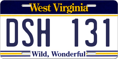 WV license plate DSH131