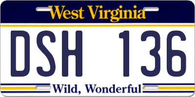 WV license plate DSH136