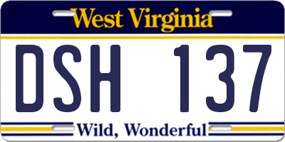 WV license plate DSH137