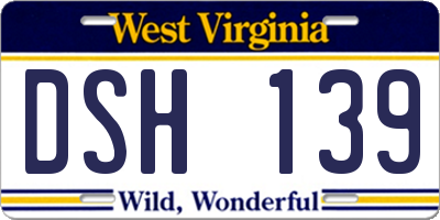 WV license plate DSH139