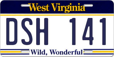 WV license plate DSH141