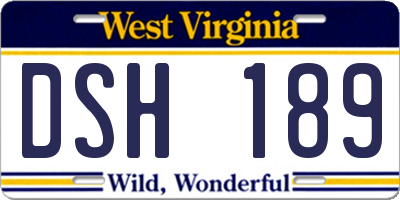 WV license plate DSH189