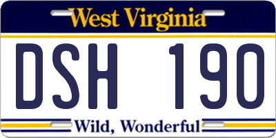 WV license plate DSH190