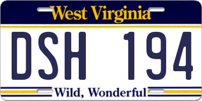 WV license plate DSH194