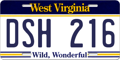 WV license plate DSH216