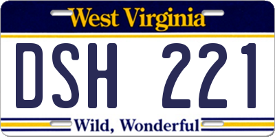 WV license plate DSH221