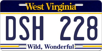 WV license plate DSH228