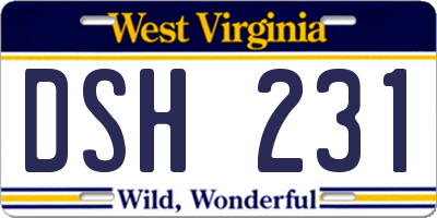 WV license plate DSH231