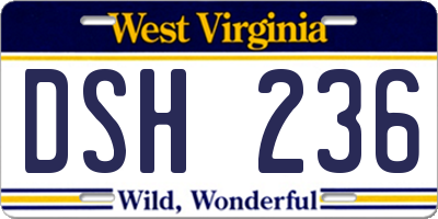 WV license plate DSH236