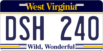 WV license plate DSH240