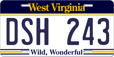 WV license plate DSH243