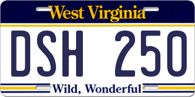 WV license plate DSH250