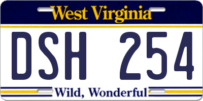 WV license plate DSH254