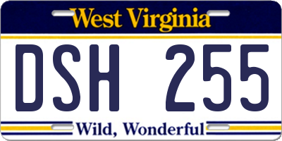 WV license plate DSH255