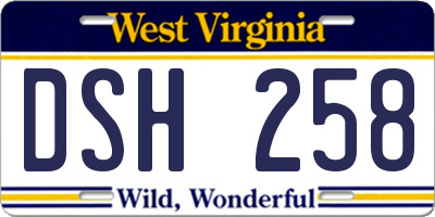 WV license plate DSH258