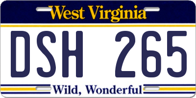 WV license plate DSH265