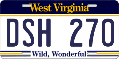 WV license plate DSH270