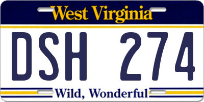 WV license plate DSH274