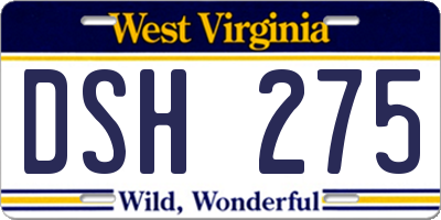 WV license plate DSH275