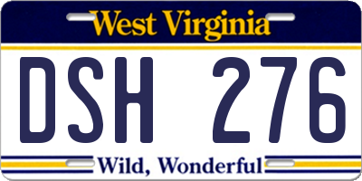 WV license plate DSH276