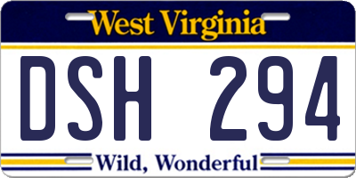 WV license plate DSH294