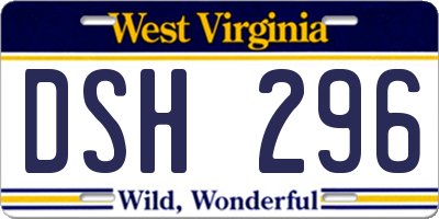 WV license plate DSH296