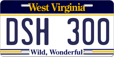 WV license plate DSH300