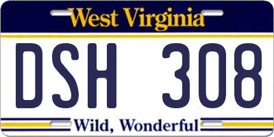 WV license plate DSH308