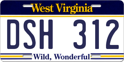 WV license plate DSH312