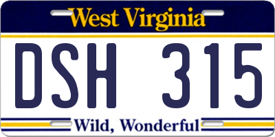 WV license plate DSH315