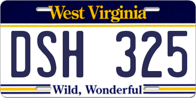 WV license plate DSH325