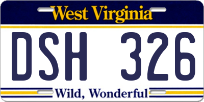 WV license plate DSH326