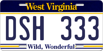 WV license plate DSH333