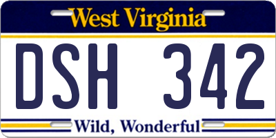 WV license plate DSH342