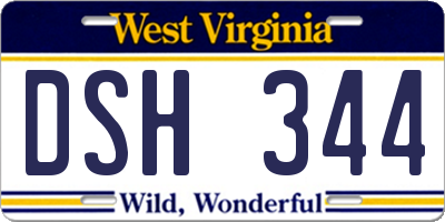 WV license plate DSH344