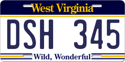 WV license plate DSH345
