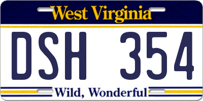 WV license plate DSH354