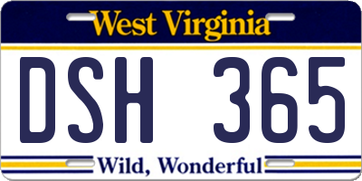 WV license plate DSH365