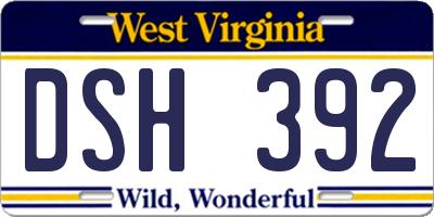 WV license plate DSH392