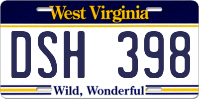 WV license plate DSH398