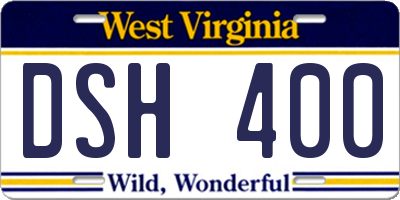 WV license plate DSH400