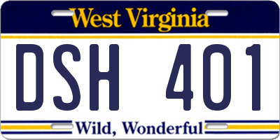 WV license plate DSH401