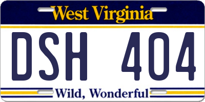 WV license plate DSH404
