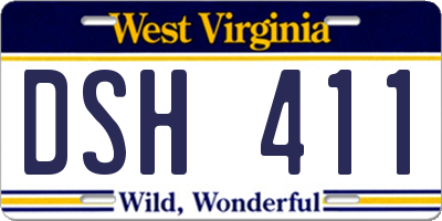 WV license plate DSH411