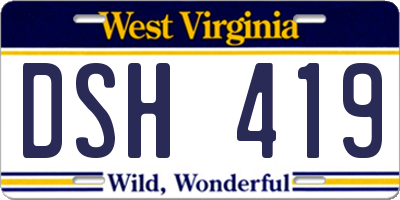WV license plate DSH419